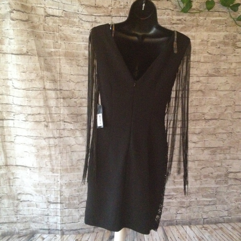 Black Tassel Sleeve boat neck sequin dress - Picture 4 of 6
